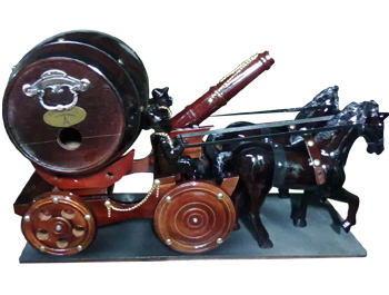 Ngựa đôi kéo bom rượu 02 (xe 4 bánh)